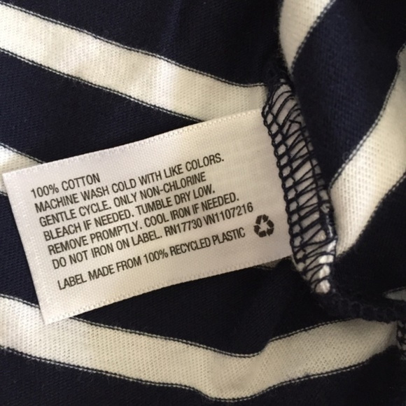 NEW! Navy Blue & White Striped Ruffle-Sleeve Shirt - Picture 3 of 3